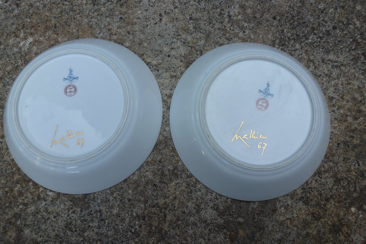 Georges Mathieu (1921–2012) Pair Of Sèvres Porcelain Plates-photo-2