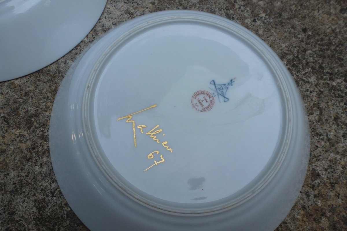Georges Mathieu (1921–2012) Pair Of Sèvres Porcelain Plates-photo-3