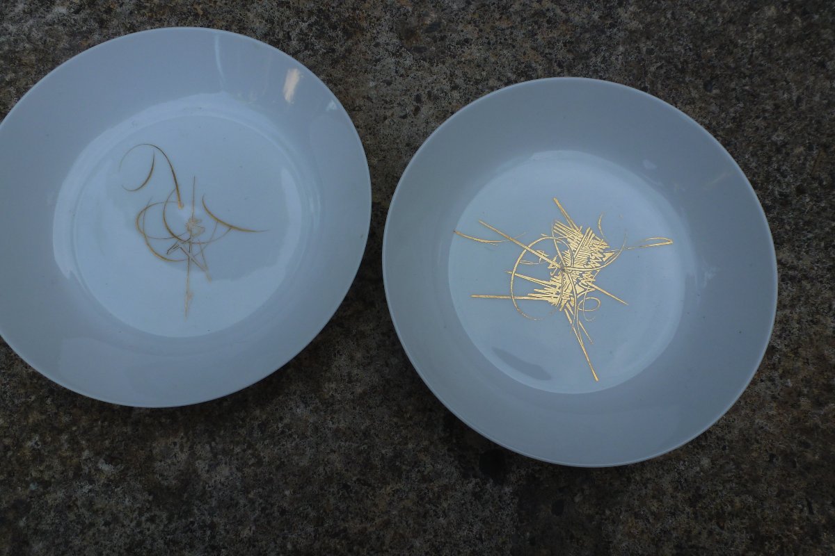 Georges Mathieu (1921–2012) Pair Of Sèvres Porcelain Plates