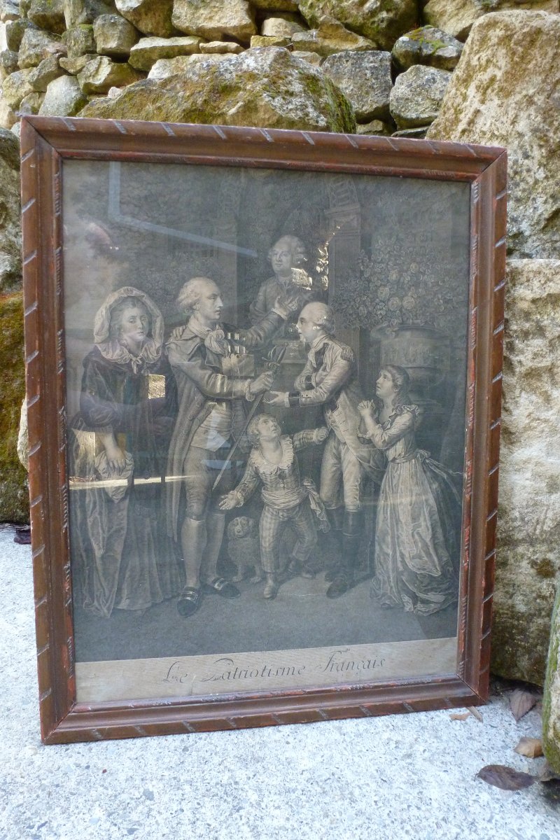 Engraving Titled “french Patriotism,” 19th Century 
