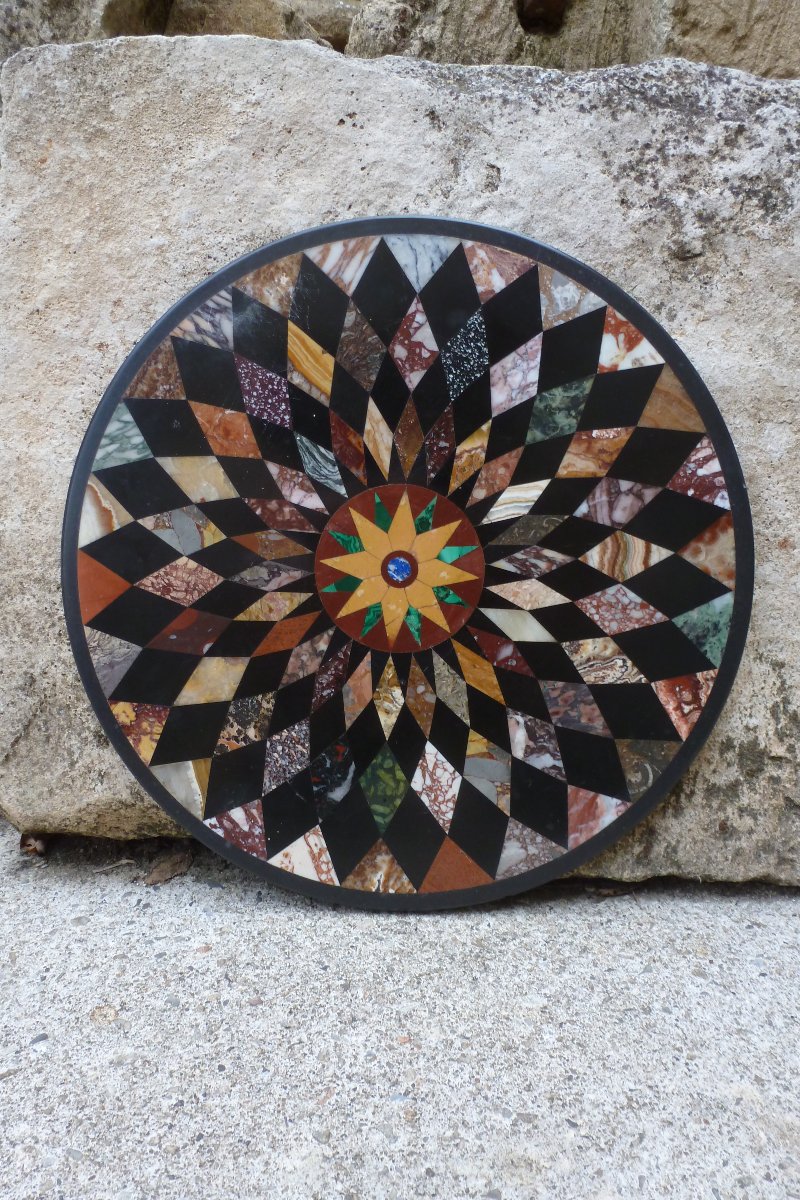 Gueridon Tray With Marble Marquetry, Early 19th Century-photo-2