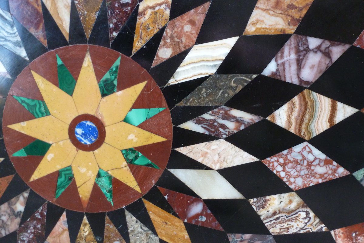 Gueridon Tray With Marble Marquetry, Early 19th Century-photo-3