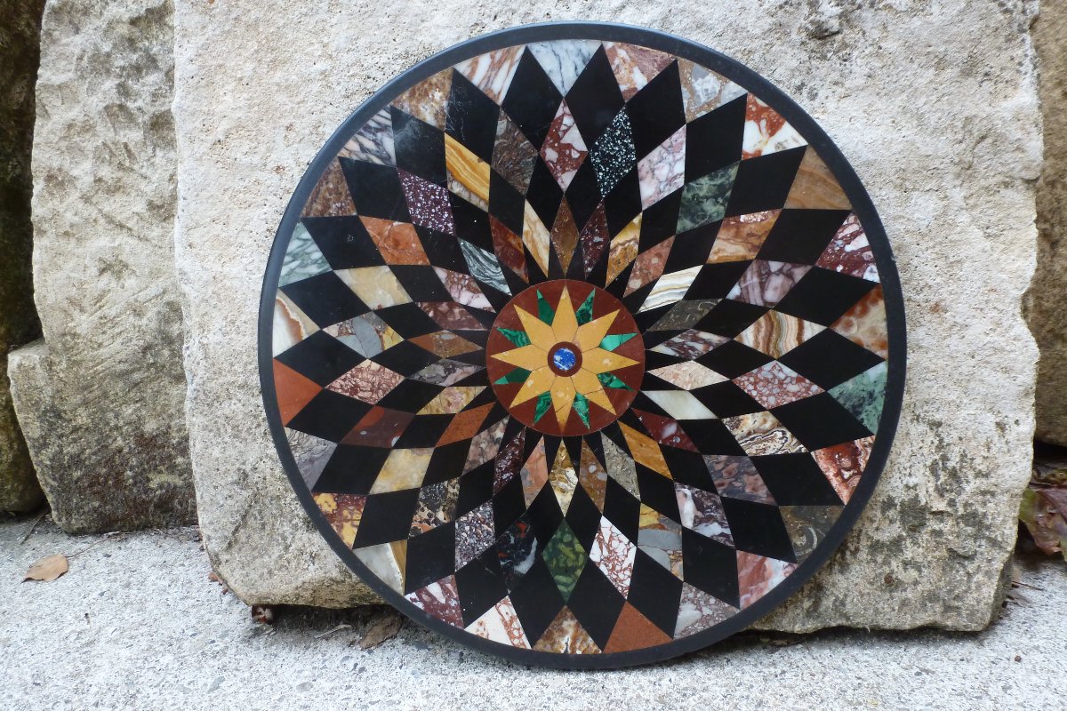 Gueridon Tray With Marble Marquetry, Early 19th Century