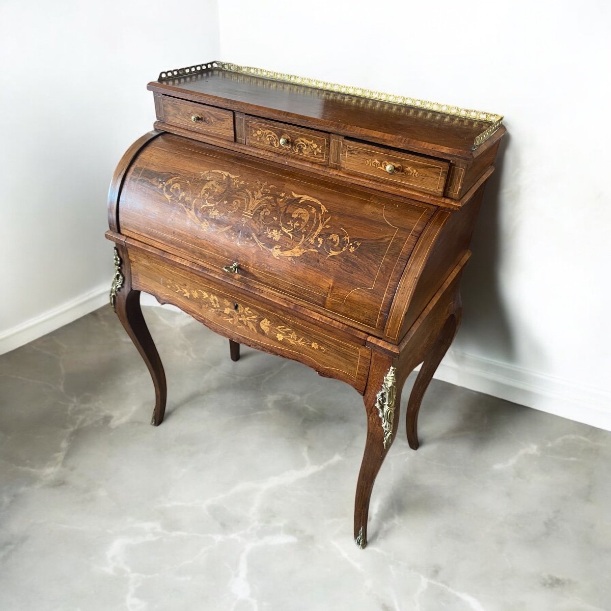 Small Charles X Cylinder Desk Marked -photo-2