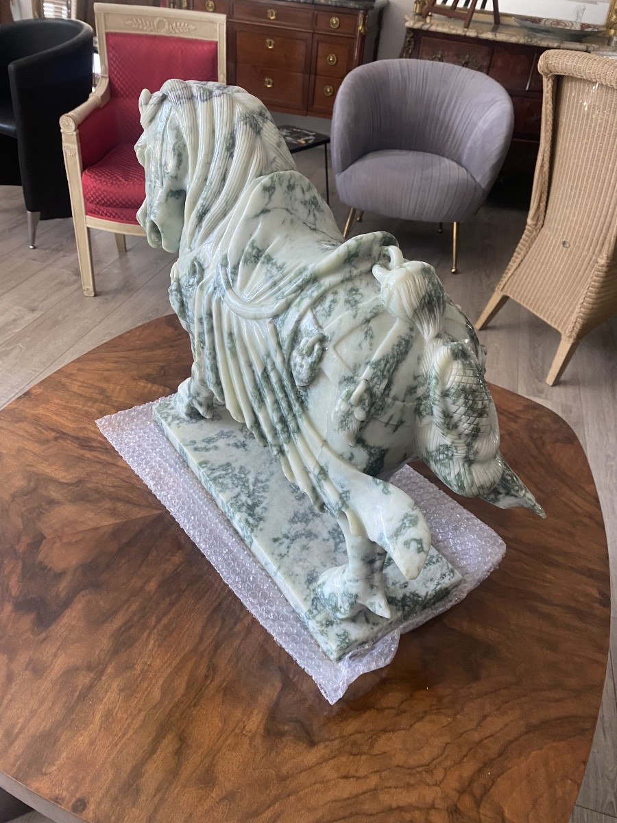 Large Green Hard Stone Horse -photo-4