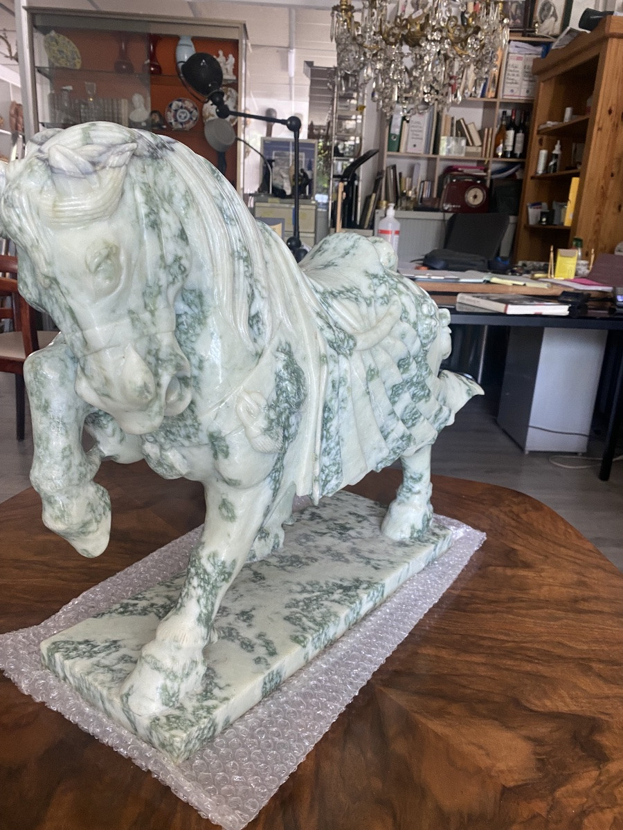 Large Green Hard Stone Horse -photo-4