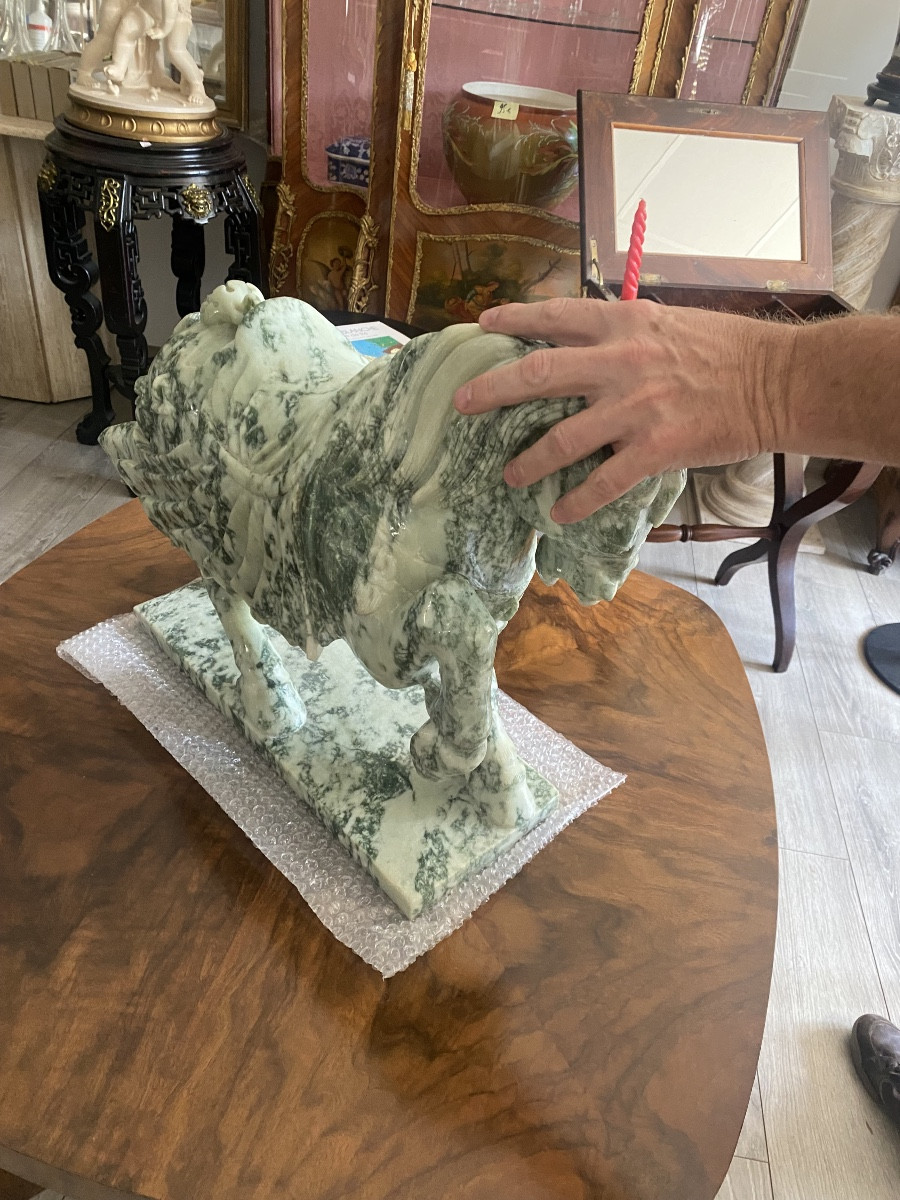 Large Green Hard Stone Horse -photo-7