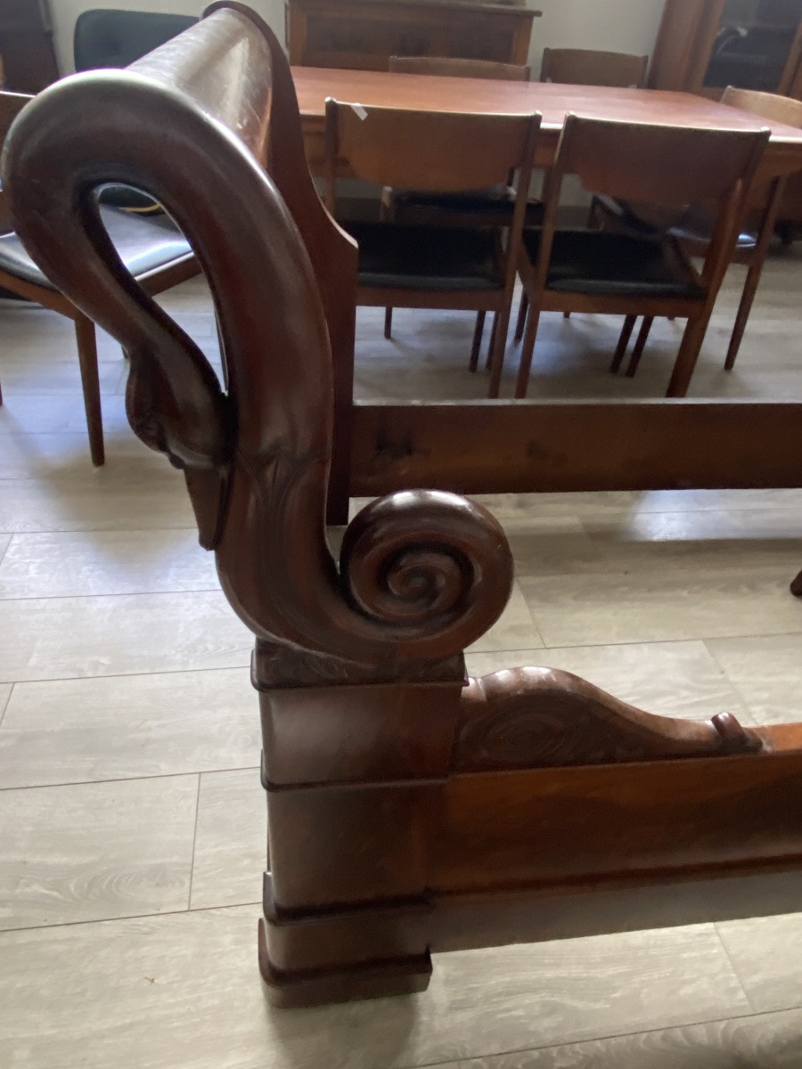 19th Century Mahogany Swan Neck Bed -photo-3