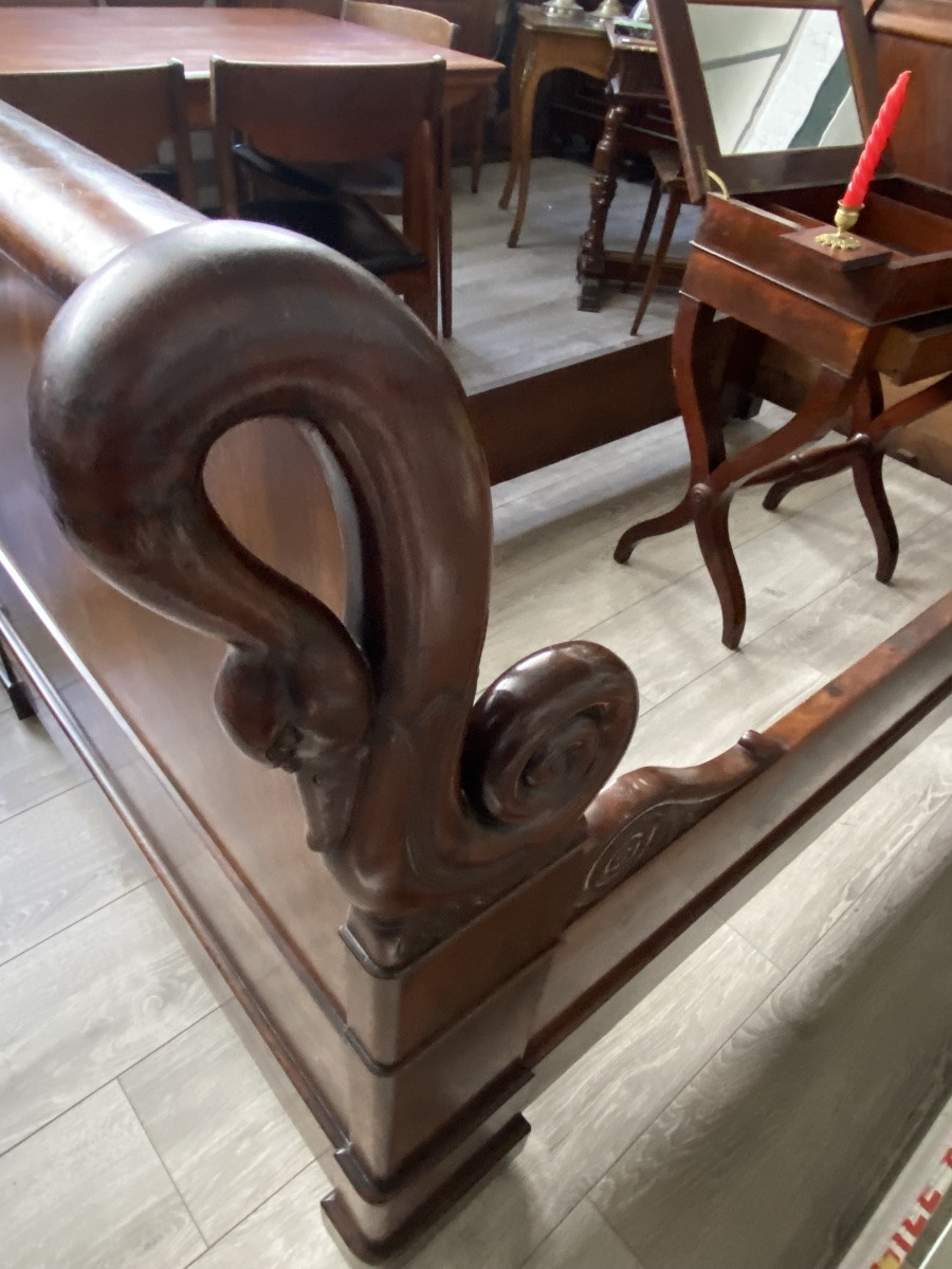 19th Century Mahogany Swan Neck Bed -photo-4