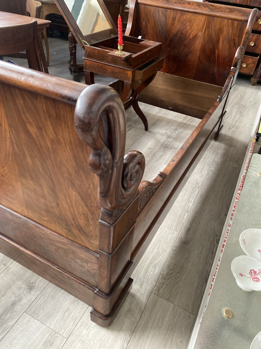 19th Century Mahogany Swan Neck Bed -photo-4