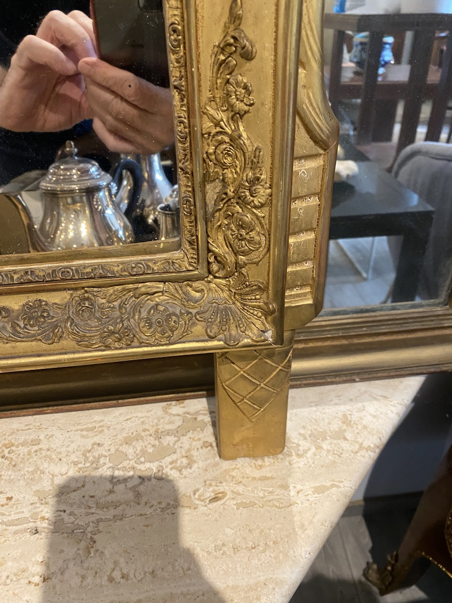 Louis XVI Style Mirror In Gilded Wood -photo-4