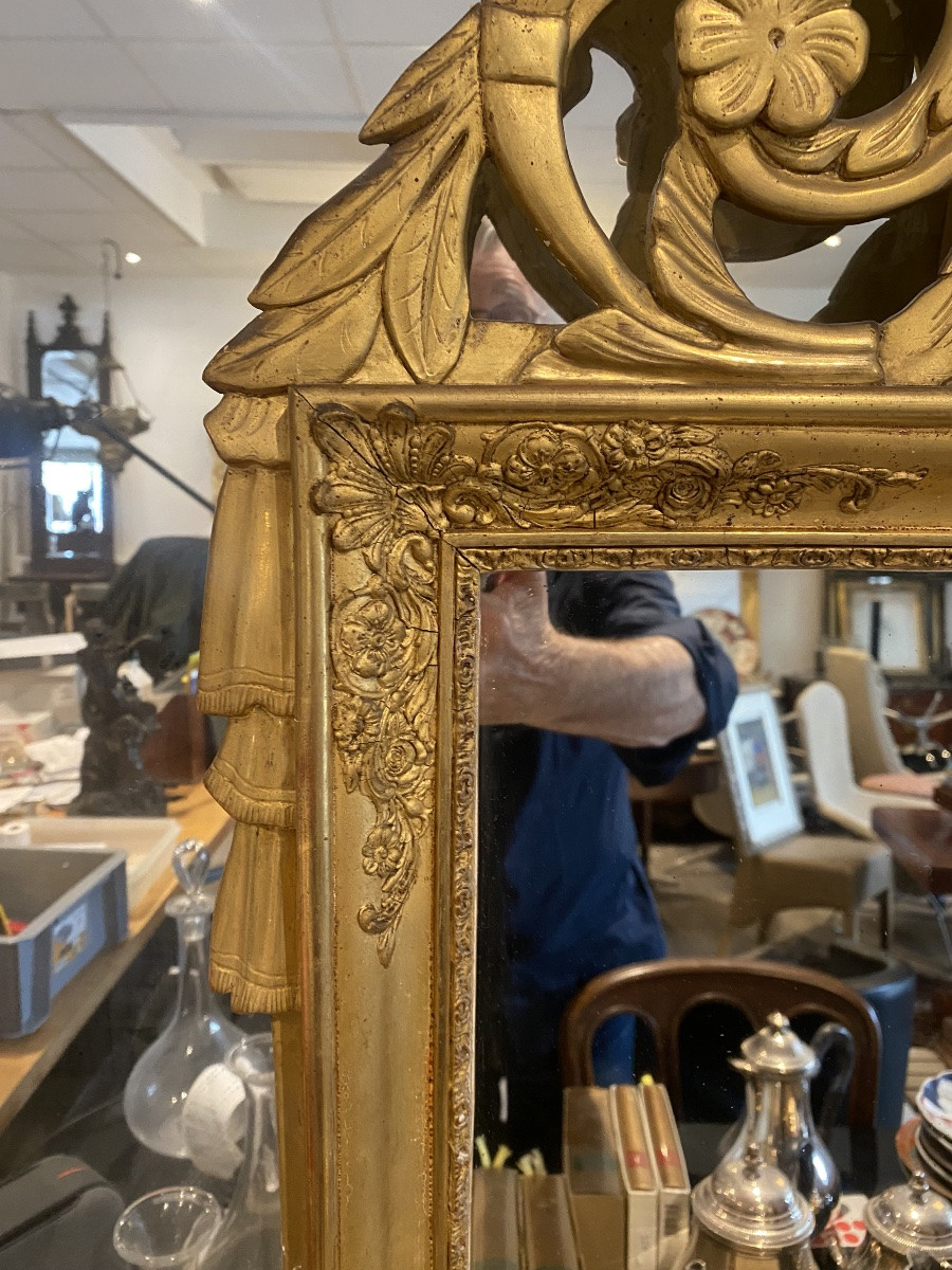 Louis XVI Style Mirror In Gilded Wood -photo-3