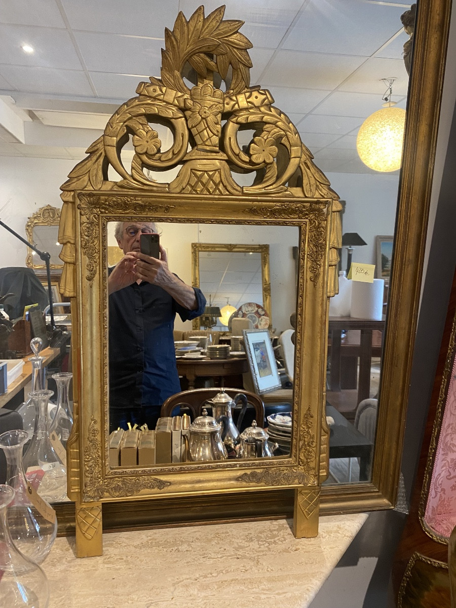 Louis XVI Style Mirror In Gilded Wood 