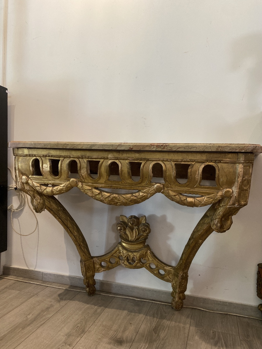 Louis XV Console In Gilded Wood -photo-7