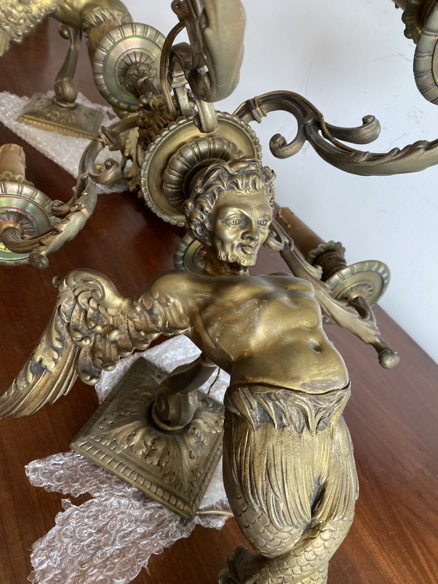 Importante paire d appliques bronze -photo-1