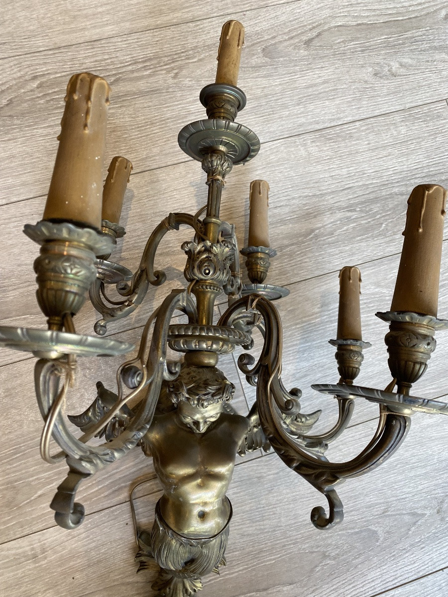Importante paire d appliques bronze -photo-6