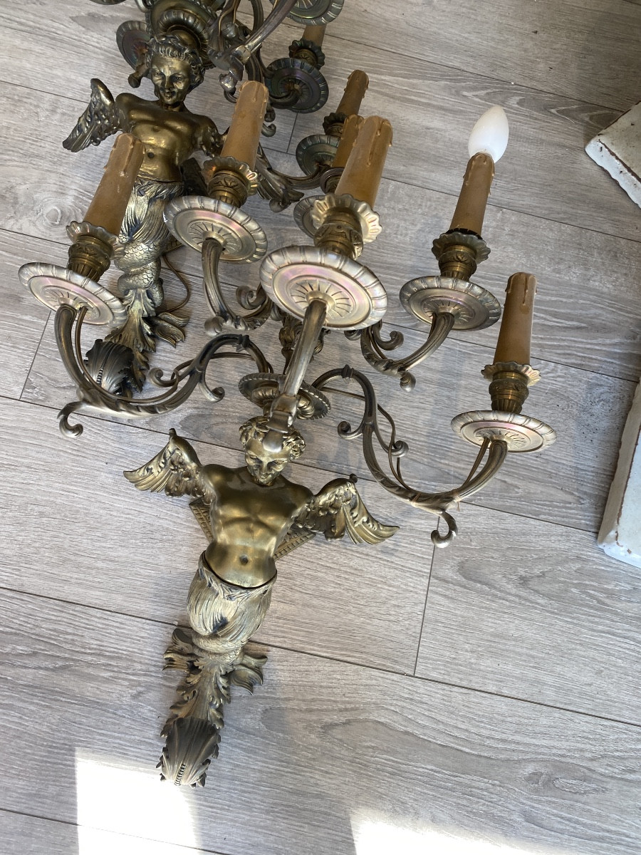 Importante paire d appliques bronze -photo-7