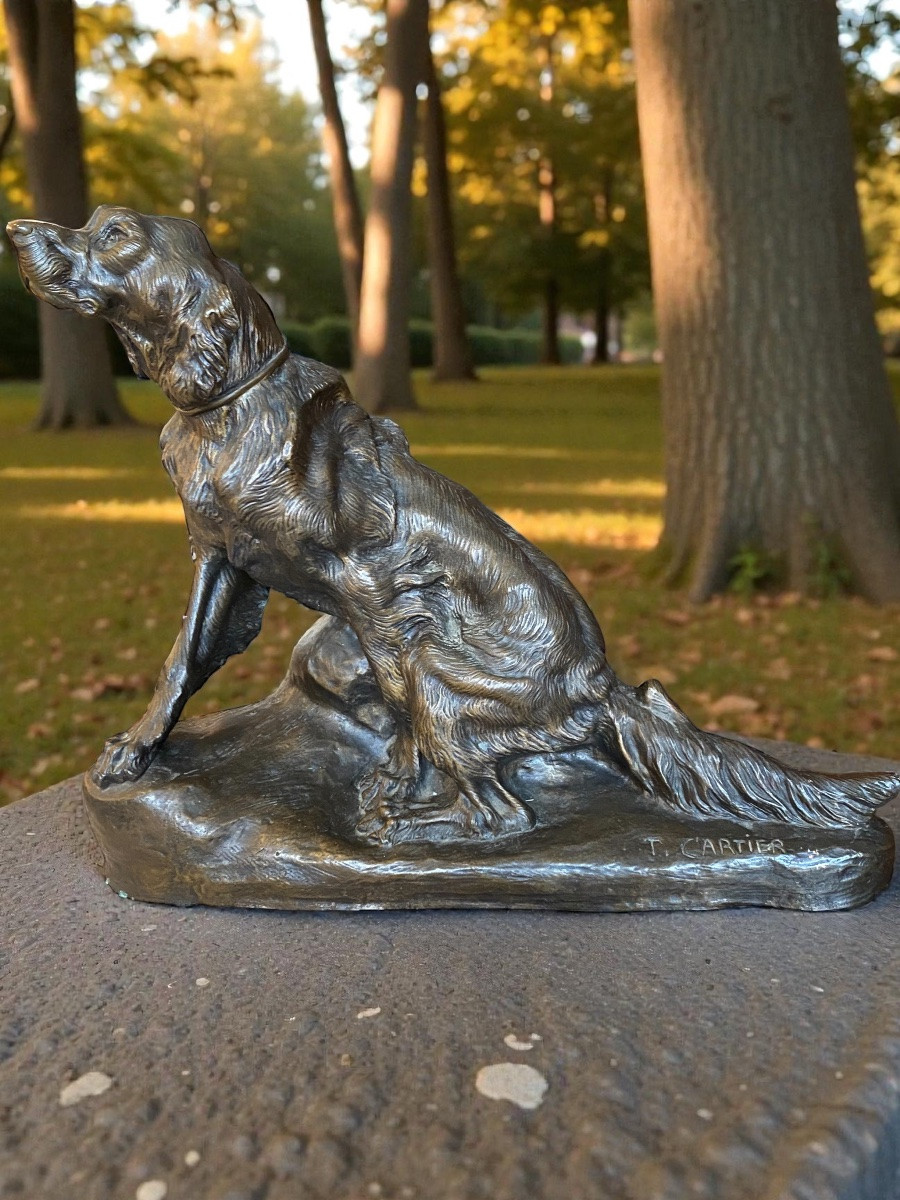 Cartier : chien épagneuil assis : bronze -photo-2