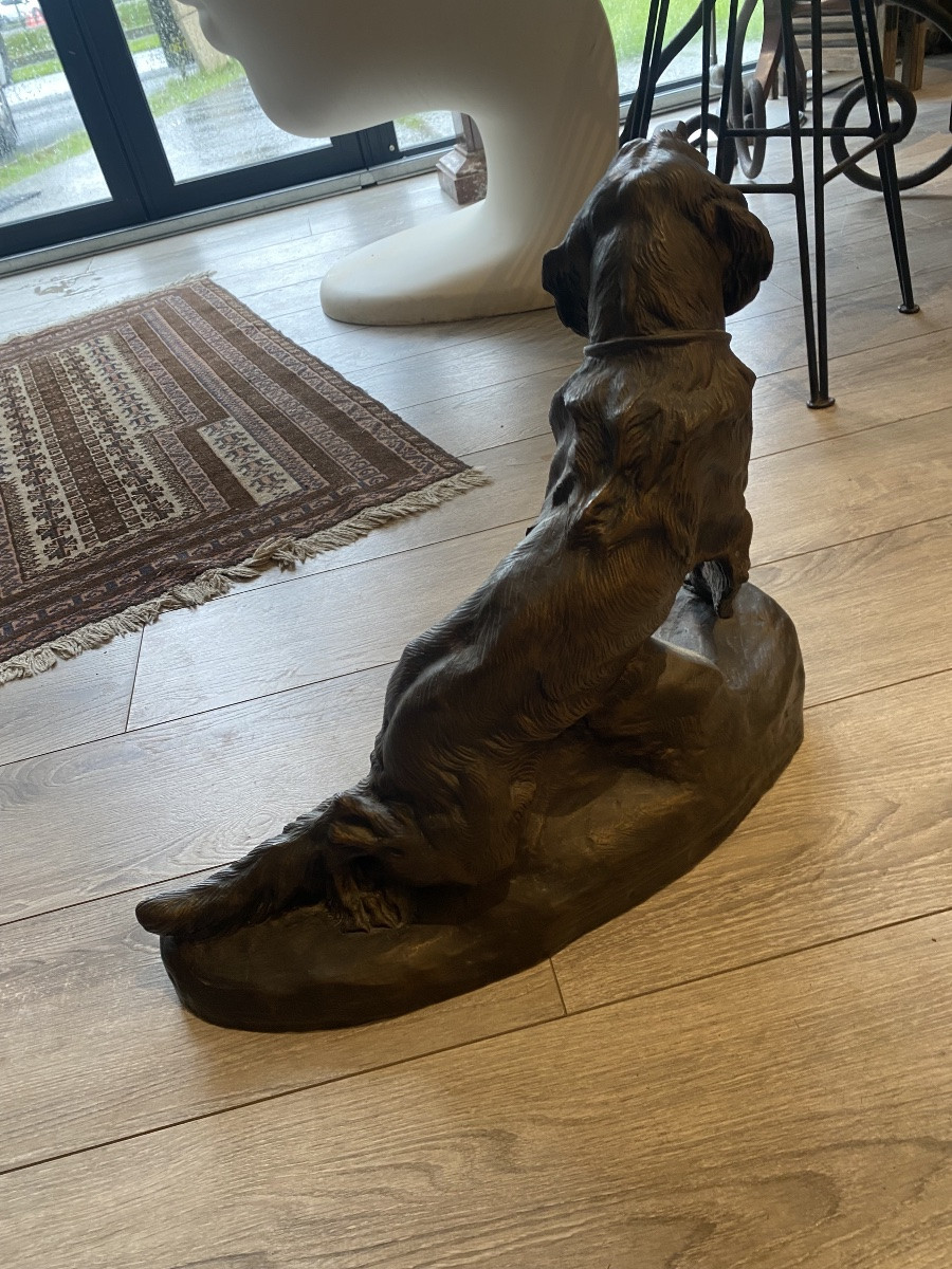 Cartier : chien épagneuil assis : bronze -photo-3