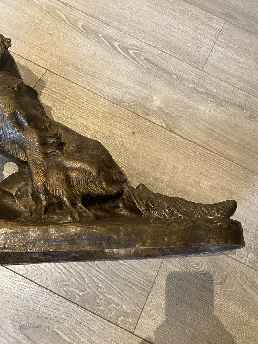 Cartier : chien épagneuil assis : bronze -photo-4