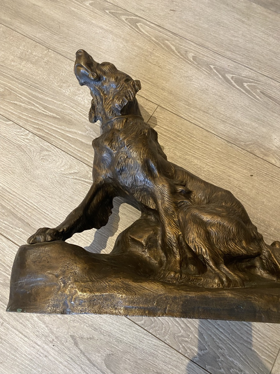 Cartier : chien épagneuil assis : bronze -photo-1