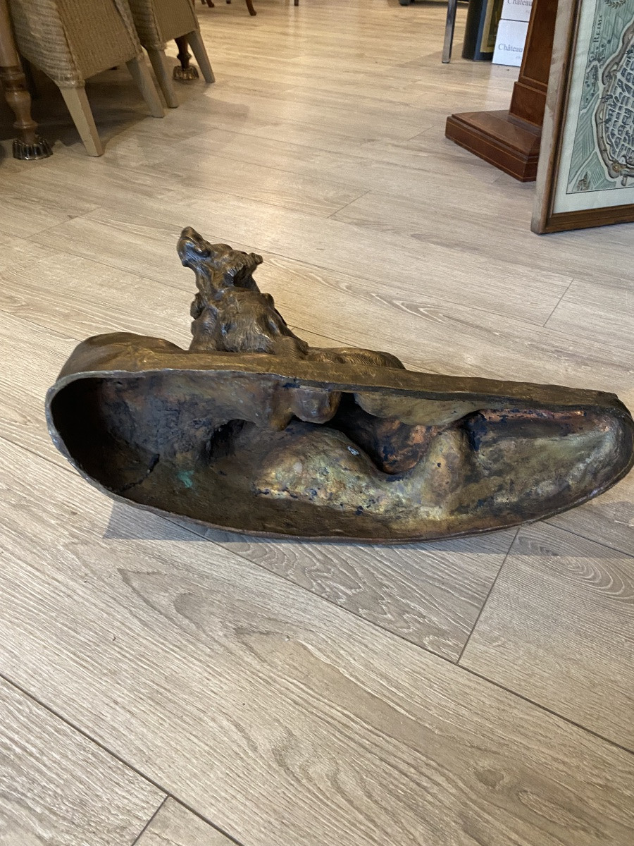 Cartier : chien épagneuil assis : bronze -photo-2