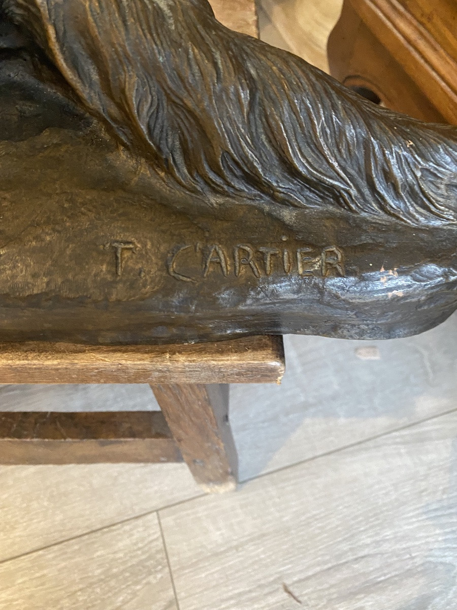 Cartier : chien épagneuil assis : bronze -photo-4