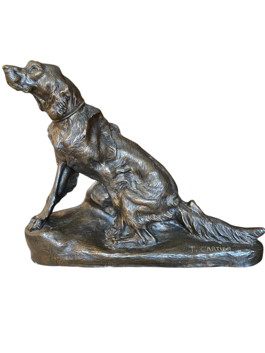 Cartier : chien épagneuil assis : bronze 