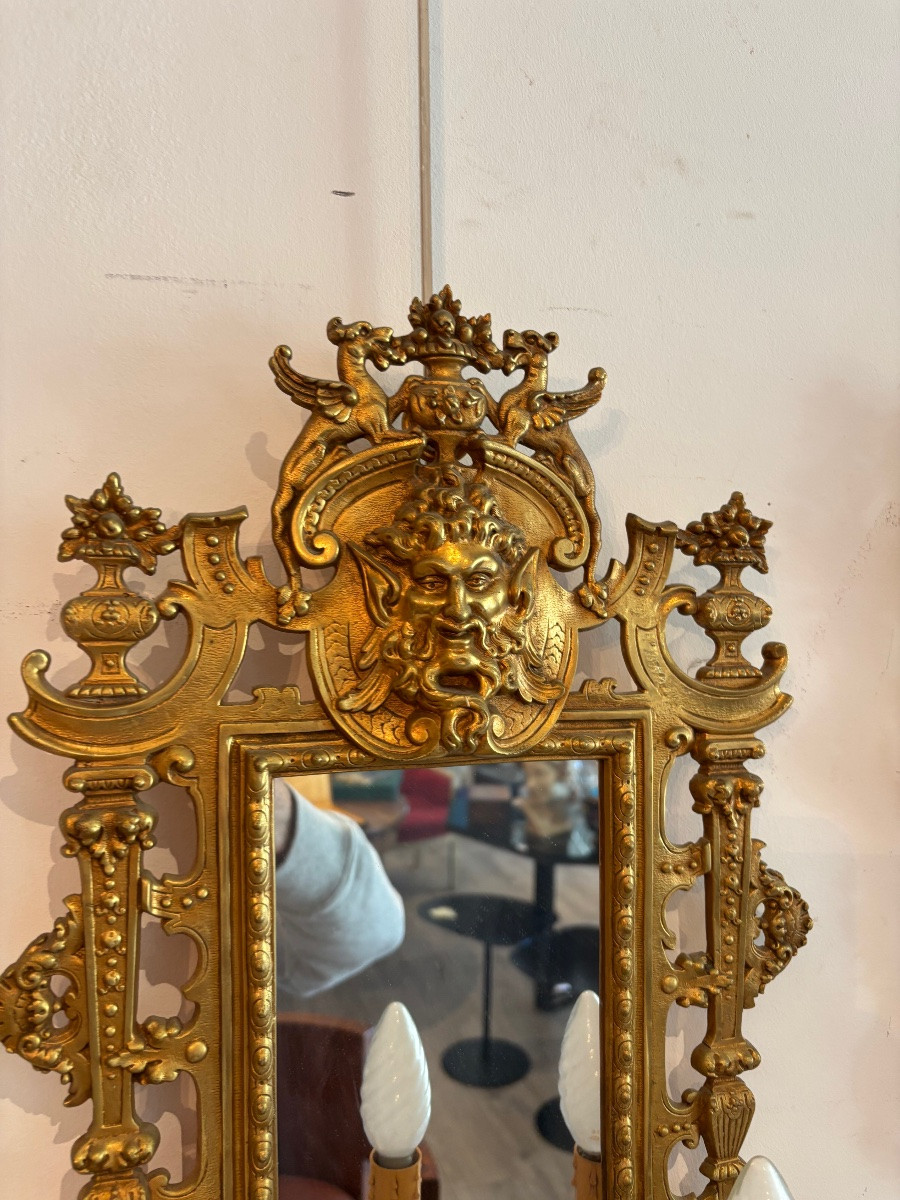 Pair Of Gilded Bronze Sconces N |||-photo-3