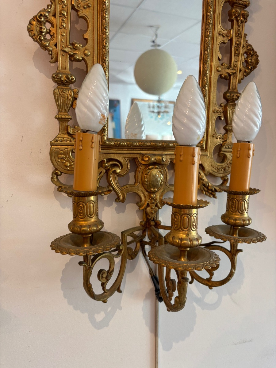Pair Of Gilded Bronze Sconces N |||-photo-5