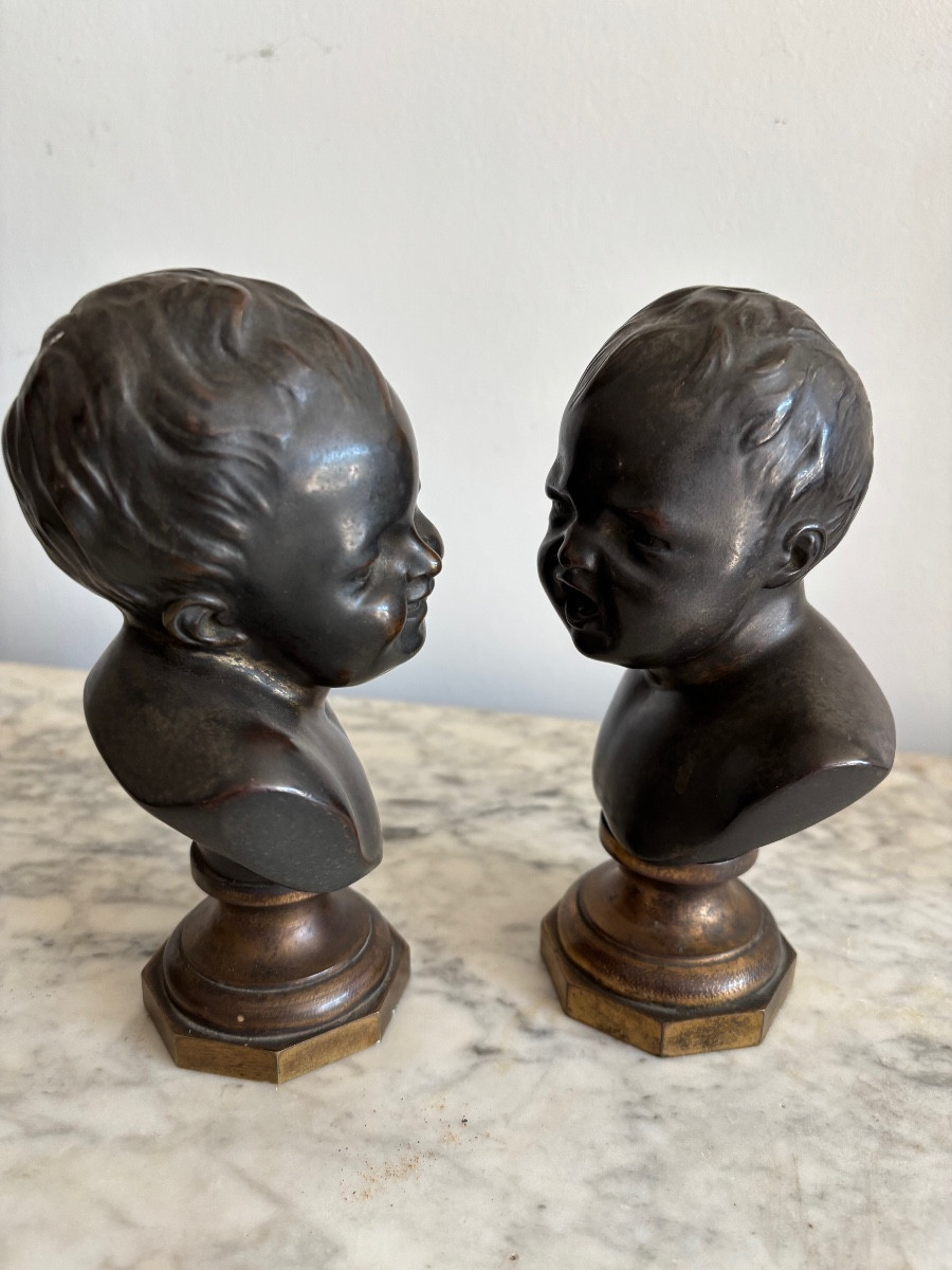 2 Bronzes Jean qui pleure et Jean qui rit 