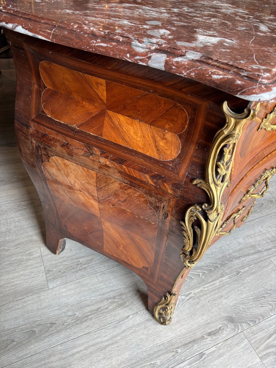 Commode Louis XV  18 iem tombeau marqueterie -photo-8