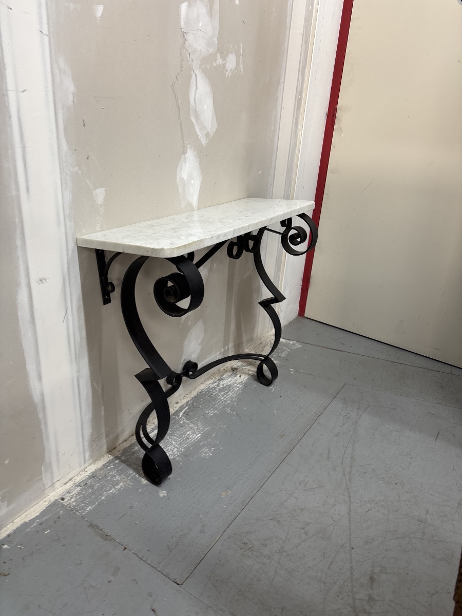 1959/60s Wrought Iron Console Table Raymond Subes -photo-4