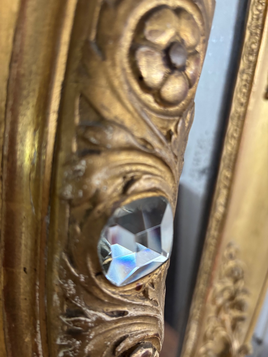 Miroir Napoléon 3 bois doré -photo-2