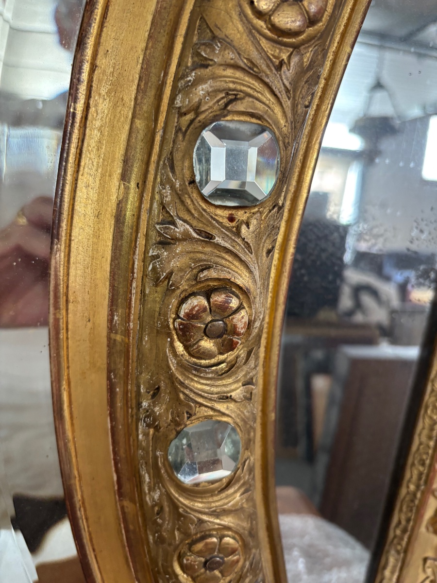 Miroir Napoléon 3 bois doré -photo-1