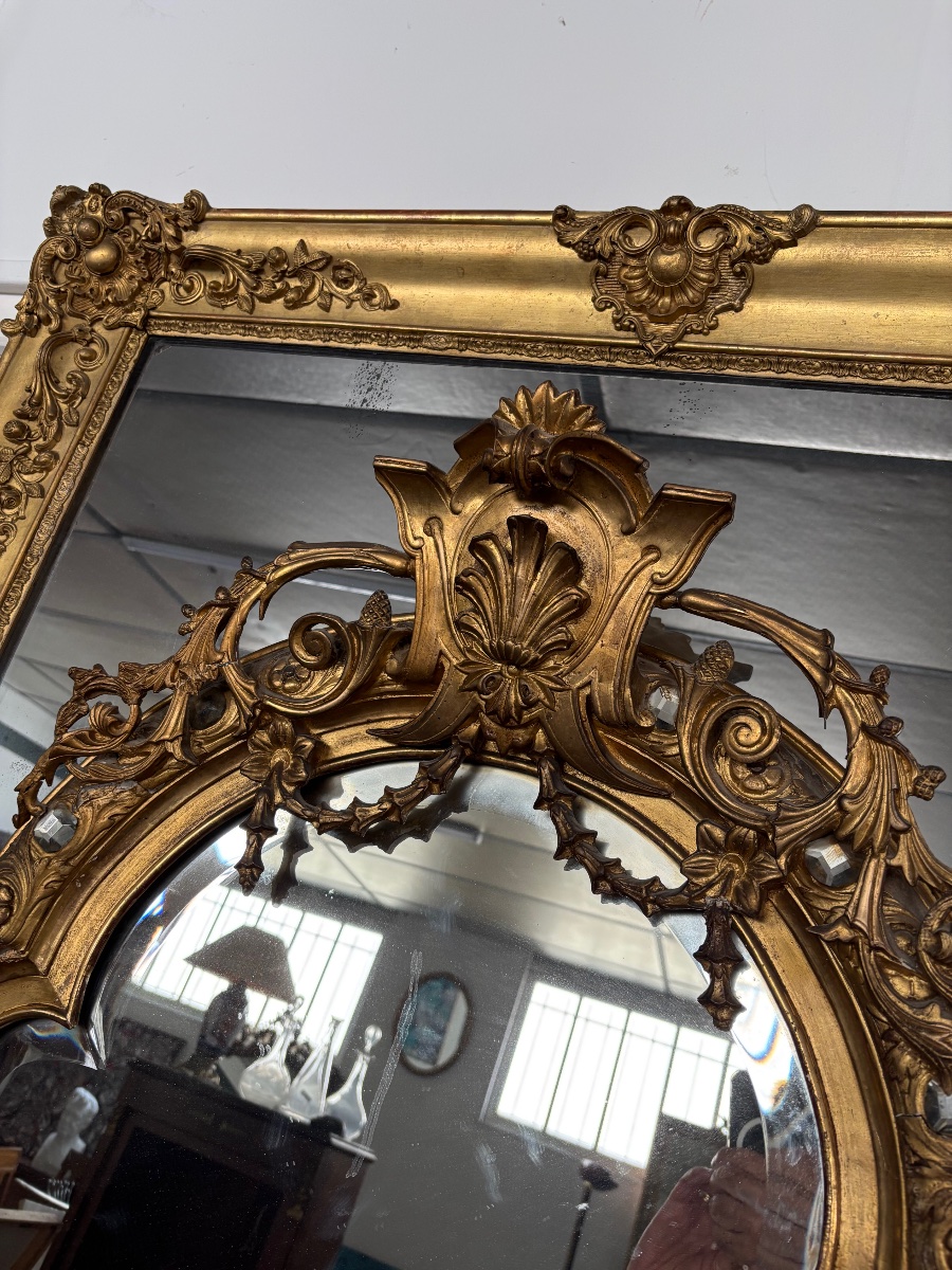 Miroir Napoléon 3 bois doré -photo-6