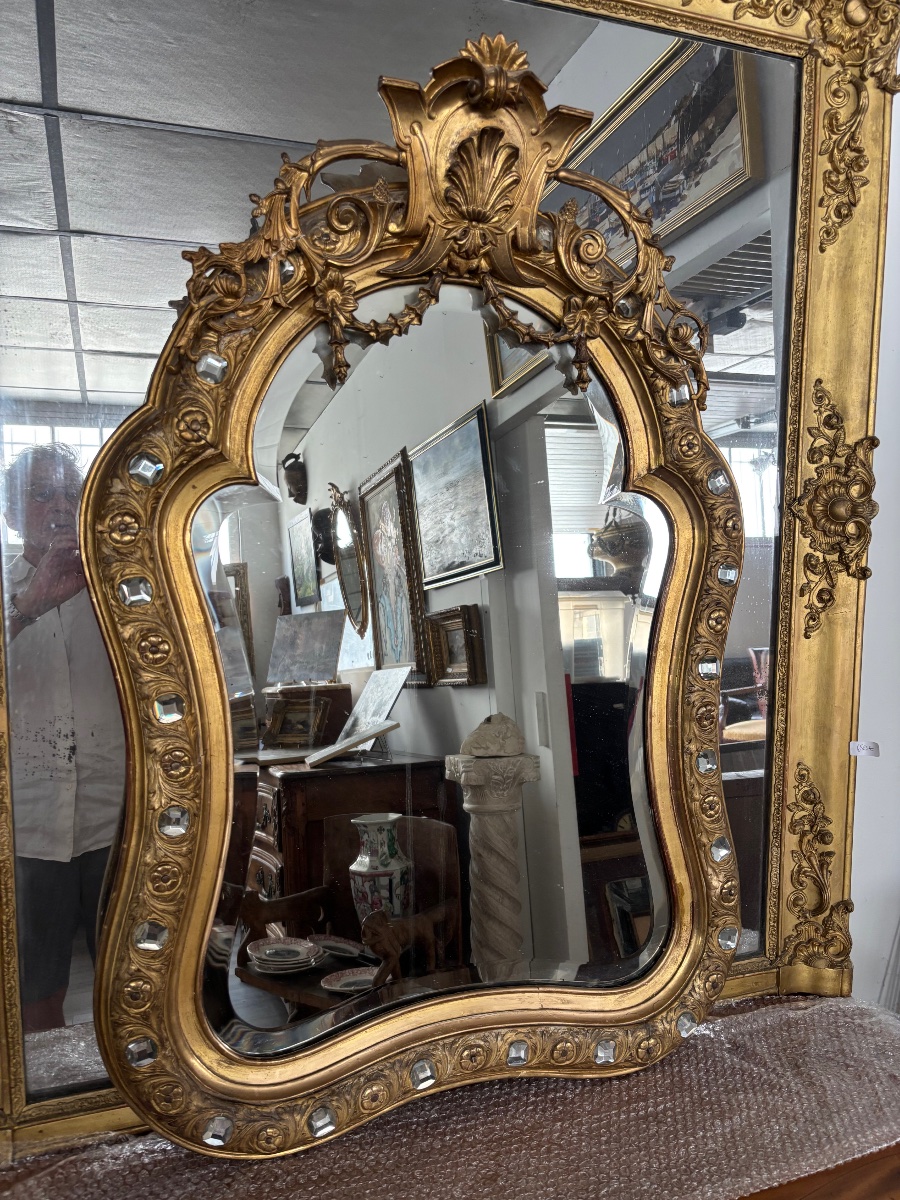 Miroir Napoléon 3 bois doré -photo-8