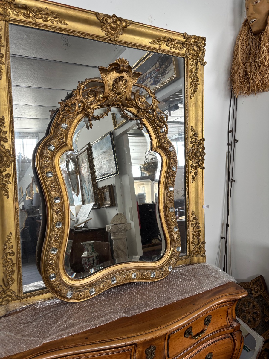 Miroir Napoléon 3 bois doré 