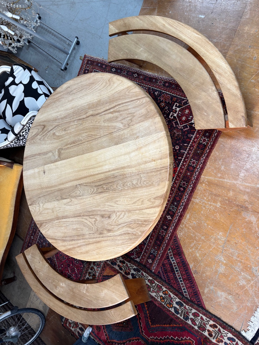 Pierre Chapo T21 Table And 2 Benches -photo-6