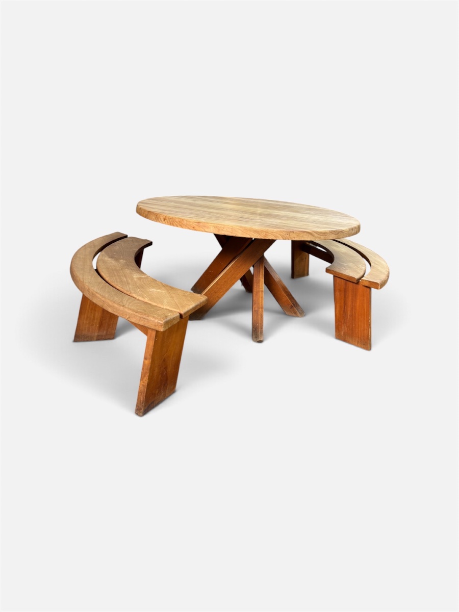 Pierre Chapo Table T21 et 2 bancs 