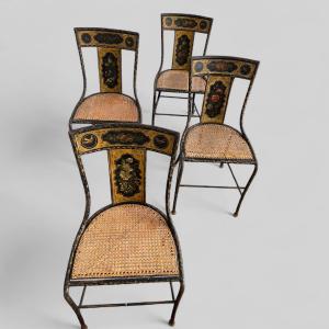 4 Napoleon Painted Metal Chairs |||