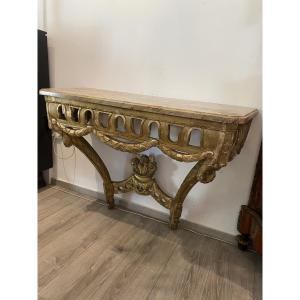 Louis XV Console In Gilded Wood 