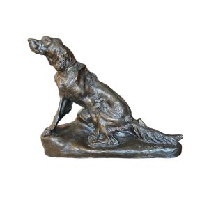 Cartier : chien épagneuil assis : bronze 