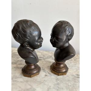 2 Bronzes Jean qui pleure et Jean qui rit 