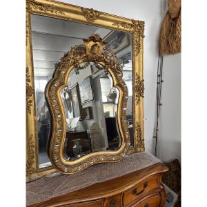 Miroir Napoléon 3 bois doré
