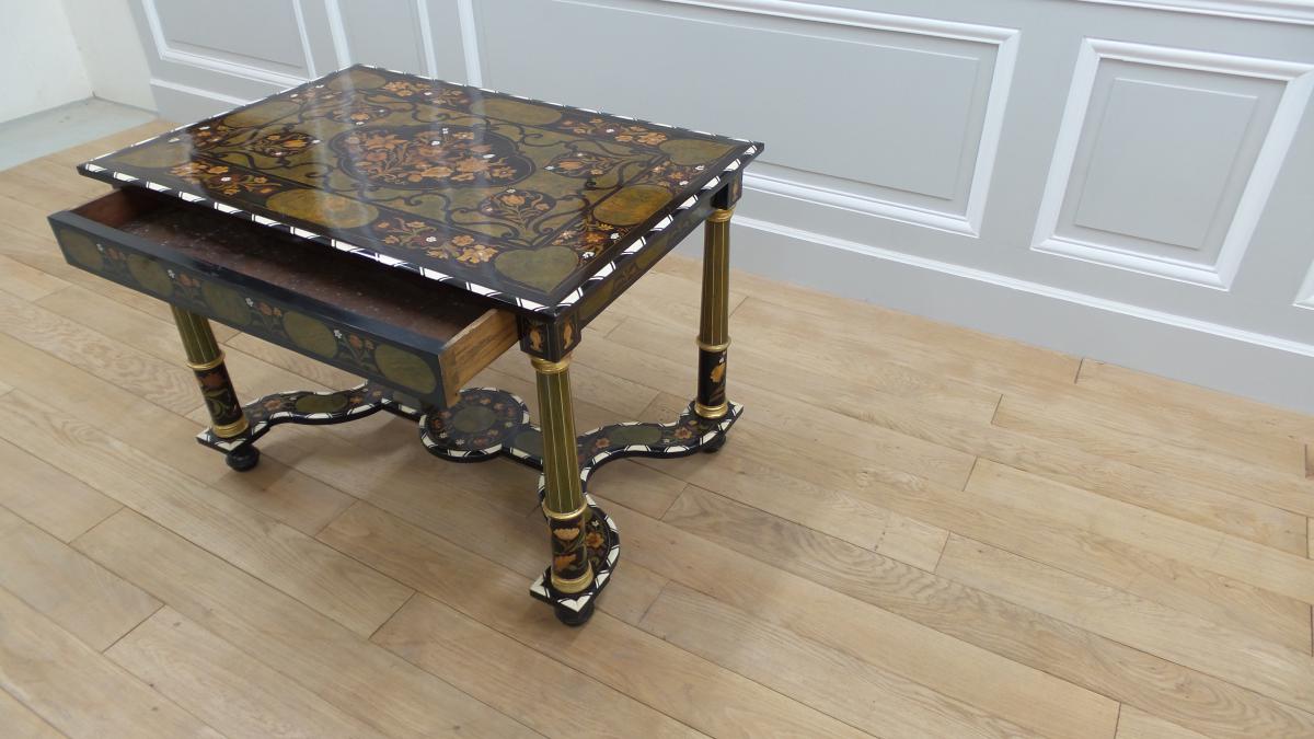 Table De Style Louis XIV En Marqueterie-photo-2