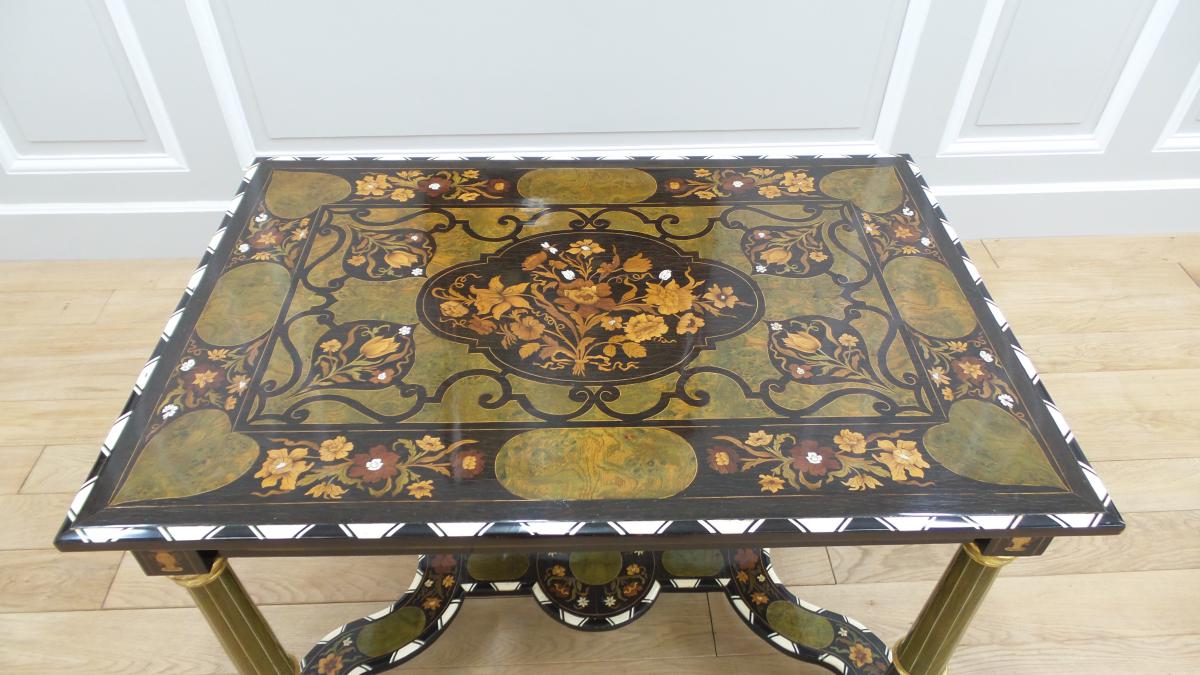 Table De Style Louis XIV En Marqueterie-photo-3