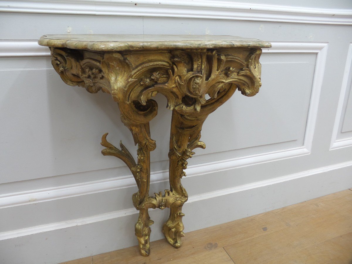 Louis XV Console In Golden Wood-photo-2