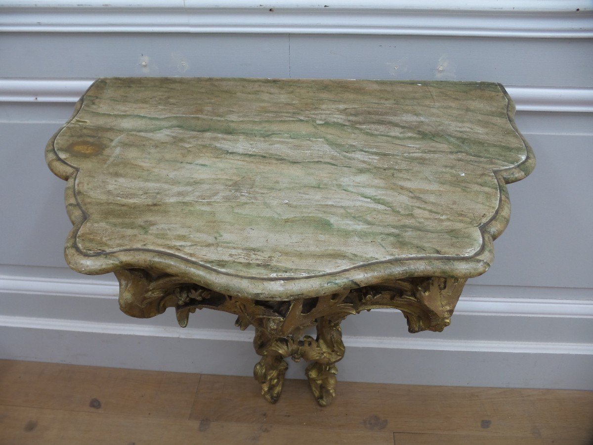 Louis XV Console In Golden Wood-photo-3