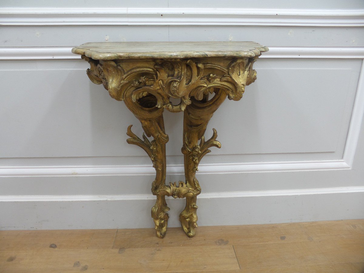 Louis XV Console In Golden Wood